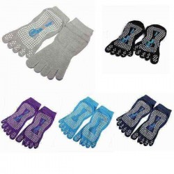 Elastic Cotton Yoga Sock Non Slip Full Toe Grip Fitness Silicon Massage Dots Sock 5 Colors