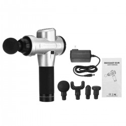 Electric Percussion Massager Portable 20 Speeds Deep Fascia Muscle Vibration Therapy Device with 4 Massage Head