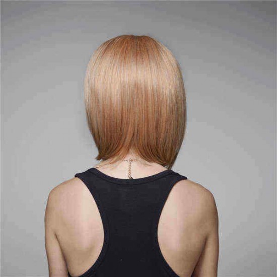 Elegant Human Hair Wig Side Bang Wave Virgin Remy Mono Top Capless 32cm