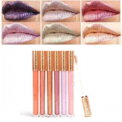 FOCALLURE Glitter Lip Gloss Makeup Long Lasting Nude Shimmer Metallic Liquid Lipstick