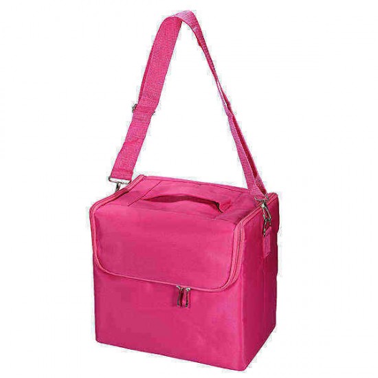 Fabric Portable Makeup Case Box With Shoulder Straps