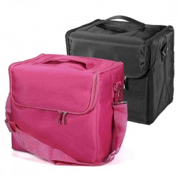 Fabric Portable Makeup Case Box With Shoulder Straps