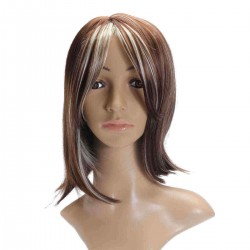 Fashion Women's Short Brown Blonde Natural Straight Cosplay Hair Full Wigs