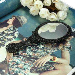 Foldable Mini Makeup Mirror Cosmetic Black Pocket Girl