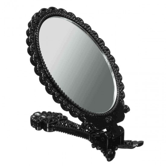 Foldable Mini Makeup Mirror Cosmetic Black Pocket Girl