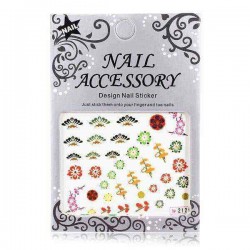 Folding Fan Plum Blossom Shape Water Transfer Decal Nail Art Sticker