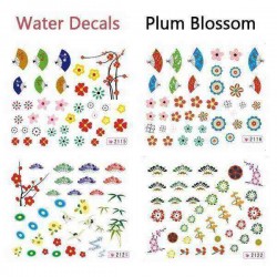Folding Fan Plum Blossom Shape Water Transfer Decal Nail Art Sticker