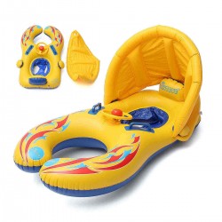 Folding Inflatable Mother & Baby Kids Swim Ring Swimming Pool Safe Floating Water Seat Chair