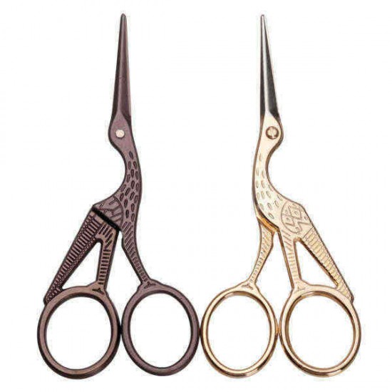 Gold Bronze Stork Embroidery Scissors Eyebrow Ear Hair Trimmer Gold Bronze Stork Embroidery Scissors Eyebrow Ear Hair Trimmer