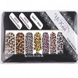 Green Healthy Leopard Nail Art design Flower Bear Decal Sticker