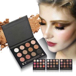 HUAMIANLI 12 Colors Matte Eyeshadow Palette Set Kit Glitter Shimmer Cosmetic Portable Eye Makeup