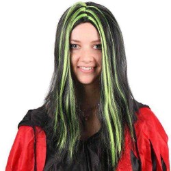 Halloween Party Full Hair Cosplay Wigs Anime Long Straight Hair Black With Red