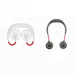 Hanging USB Rechargeable Dual Fan Mini Air Cooler Personal Fan Hands-Free Neck Band Summer Fan Portable