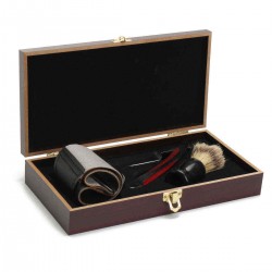 Heavy Straight Razor Shaving Brush Strop Wooden Box Gift Set
