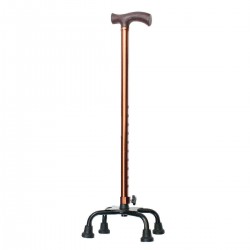 Height Adjustable Aluminium Quad Cane Walking Stick Four Legs Center Base Aid Leg Support