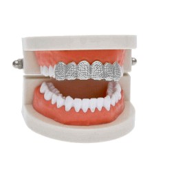 Hip Hop Plated Gold Braces Cut Face Cross Texture Teeth Real Gold Plating Teethgrillz Teeth Mould