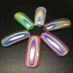 Holographic Laser Nail Art Powder Holo  Effect DIY Powders Silver Pigment Hologram Rainbow