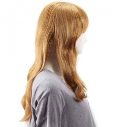 Human Hair Wig Long Straight Full Bang Virgin Remy Mono Top Capless