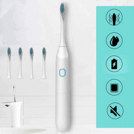 IP65 Waterproof Sonic Rechargeable Electric Toothbrush 4 Replacement Soft Oral Brush Heads IP65 Waterproof Sonic Rechargeable Electric Toothbrush 4 Replacement Soft Oral Brush Heads