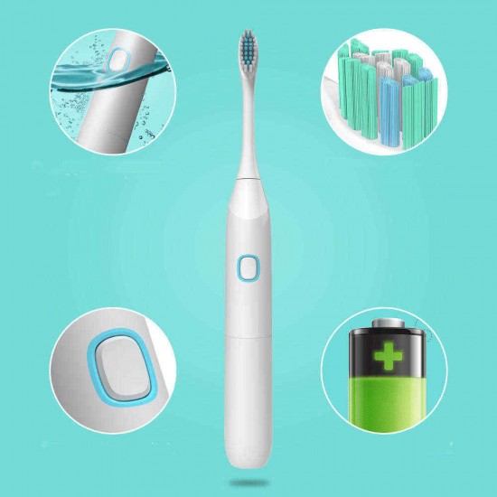 IP65 Waterproof Sonic Rechargeable Electric Toothbrush 4 Replacement Soft Oral Brush Heads