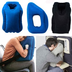 Inflatable Travel Head Neck Back Lumbar Support Pillow Fatigue Relief Air Filled Airplane Cushion