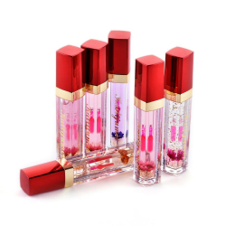 KAILIJUMEI Jelly Gold Foil Lip Gloss Flower Color Changing Stick Moisturizing Shine Tint Lipstick 6ml