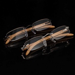 KCASA Anti Impact Anti Glare Reading Glasses Polycarbonate Flexile Mix Frame Wooden Legs