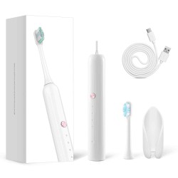 KCASA Type C IPX7 Waterproof Sonice Electric Toothbrush Adult Powerful Rechargeable Clean Massage White