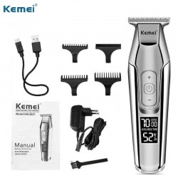 KEMEI KM-5027 Cordless Hair Clipper Beard Trimmer Electric Haircut Machine with LCD Digital Display Hair Grooming Kit for Kids Family
