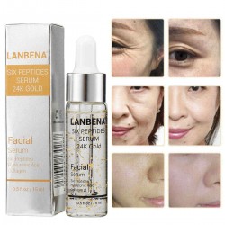 LANBENA 3pcs Hyaluronic Acid Serum Six Peptides Serum 24K Gold Anti-Aging Vitamin E