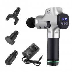 LCD Electric Percussion Massager 30 Speeds Low Noise Vibration Muscle Therapy Massager Stimulate Blood Flow Relieve Pain Device with 4 Heads