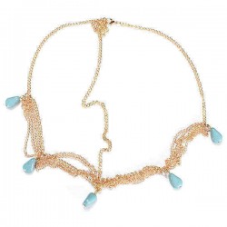 Lady Headdress Turquoise Stone Gold Headbrand Hair Cuff Chain