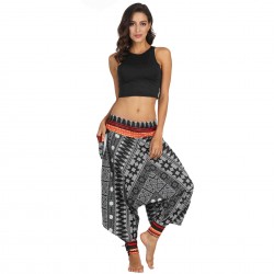 Large Size National Wind Digital Printing Women's Fitness Beam Feet Loose Yoga Pants Lantern Tide