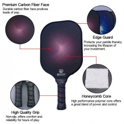 Lightweight Pickleball Set 2 Paddles Grip Carbon Fiber Polymer Honeycomb Core Sports Protective Gear
