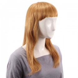 Long Straight Full Bang Wig Human Hair Wigs Virgin Remy Mono Top Capless