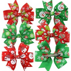 Lovely Baby Girls Christmas Hair Clips Hairpins Bowknot Xmas Accessories 6 Different Patterns
