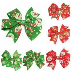 Lovely Baby Girls Christmas Hair Clips Hairpins Bowknot Xmas Accessories 6 Different Patterns