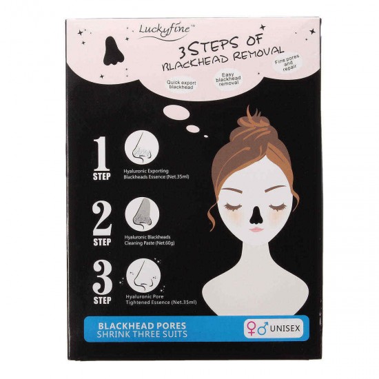 Luckyfine 3 Steps Blackhead Removal Face Nose Mask Blackhead Acne Removal Activated Carbon Set Luckyfine 3 Steps Blackhead Removal Face Nose Mask Blackhead Acne Removal Activated Carbon Set