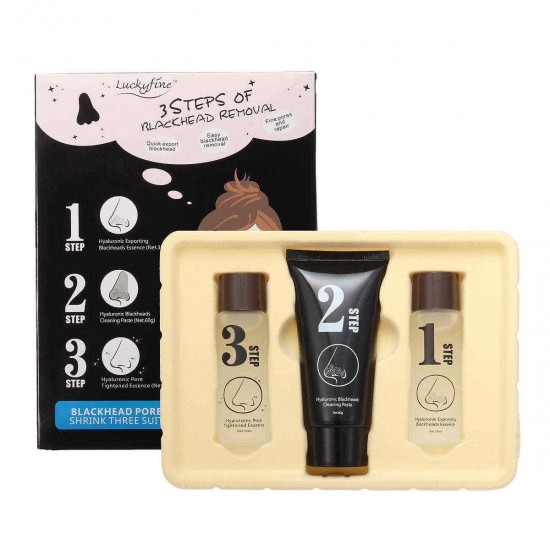 Luckyfine 3 Steps Blackhead Removal Face Nose Mask Blackhead Acne Removal Activated Carbon Set Luckyfine 3 Steps Blackhead Removal Face Nose Mask Blackhead Acne Removal Activated Carbon Set