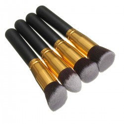 Luckyfine 4pcs Soft Makeup Brushes Set Wooden Handle Blush Face Foundation Powder Cosmetic Tool