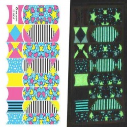 Luminous Square Grid Noctilucent Decal Pirate Nail Art Sticker