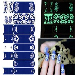 Luminous Square Grid Noctilucent Decal Pirate Nail Art Sticker