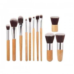 MAANGE 11 Pcs Bamboo Handle Makeup Eyeshadow Blush Concealer Brush Set