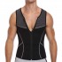 Mens Neoprene Patchwork Sweating Suits Breathable Zipper Up Bodybuilding Sport Tank Tops