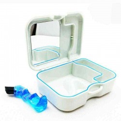 Mini Denture Retainer Box With Mirror Clening Brush Oral Care Kits