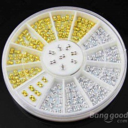 Mini Gold Silver Bowknot Acrylic Nail Art Decoration Wheel