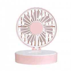 Mini Portable Fan Handheld Cake Type Air Cooler Table Desk Fan USB Rechargeable With Makeup Mirror