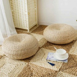 Mrosaa Natural Straw Washable Tatami Cushion Floor Seat Cushions Mat Round Thicken for Meditation Yoga Window Pad Chair Cushion Sitting Home Decor