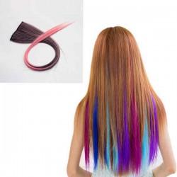 NAWOMI 1Pcs 2 Clip In Black Pink Ombre Heat Friendly Resistant Synthetic Hair Extension Hair Piece