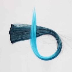 NAWOMI 1Pcs 2 Clip In Blue Ombre Heat Friendly Resistant Synthetic Hair Extension Hair Piece